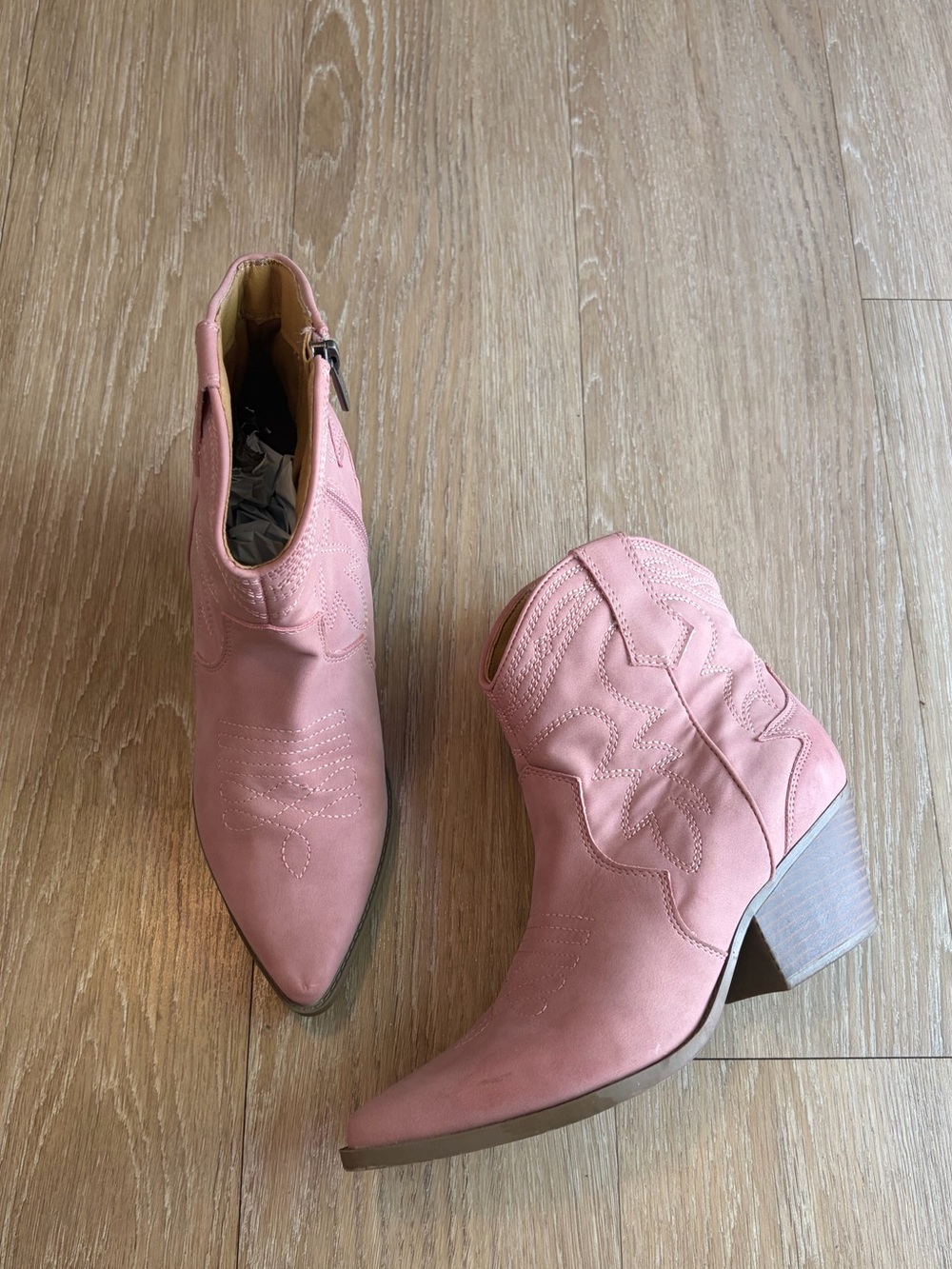 Pink Western Ankle Cowboy Boots - Picture 4 of 11